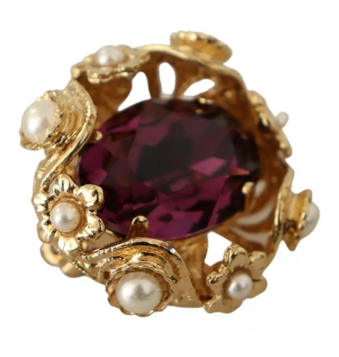 Dolce & Gabbana purple crystal clip-on dangling glass earrings  For Sale 2