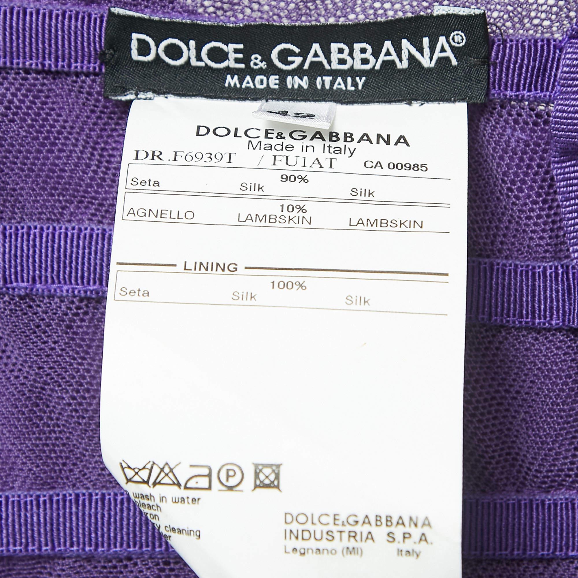 Women's Dolce & Gabbana Purple Draped Silk Corset Detailed Strapless Mini Dress M For Sale