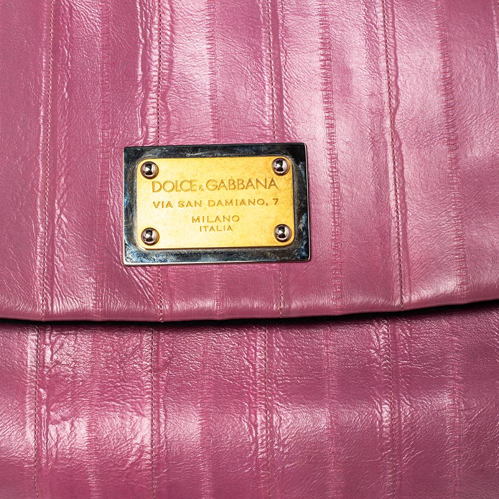 Dolce & Gabbana Purple Eel Leather Large Miss Sicily Bag 4