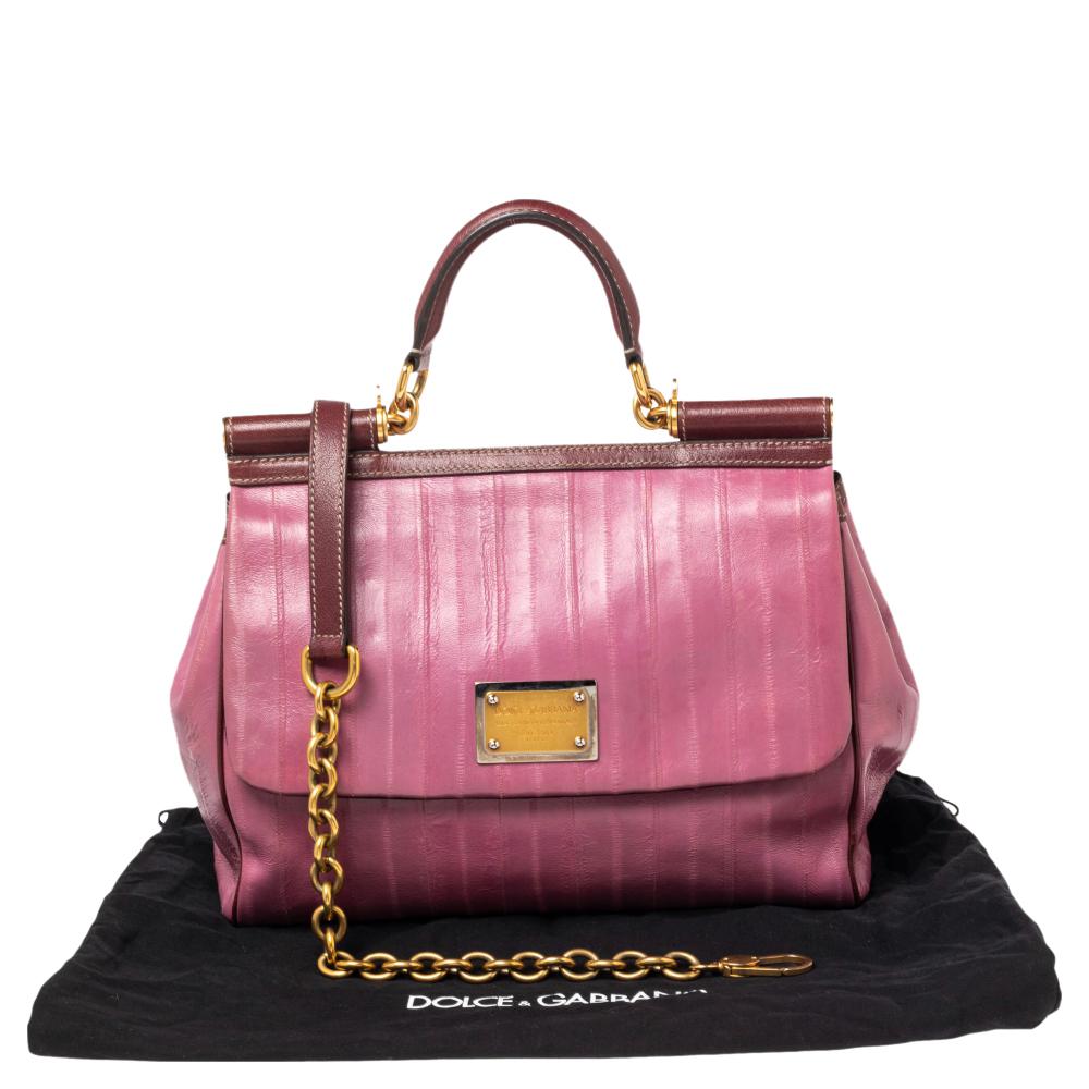 Dolce & Gabbana Purple Eel Leather Large Miss Sicily Bag 8
