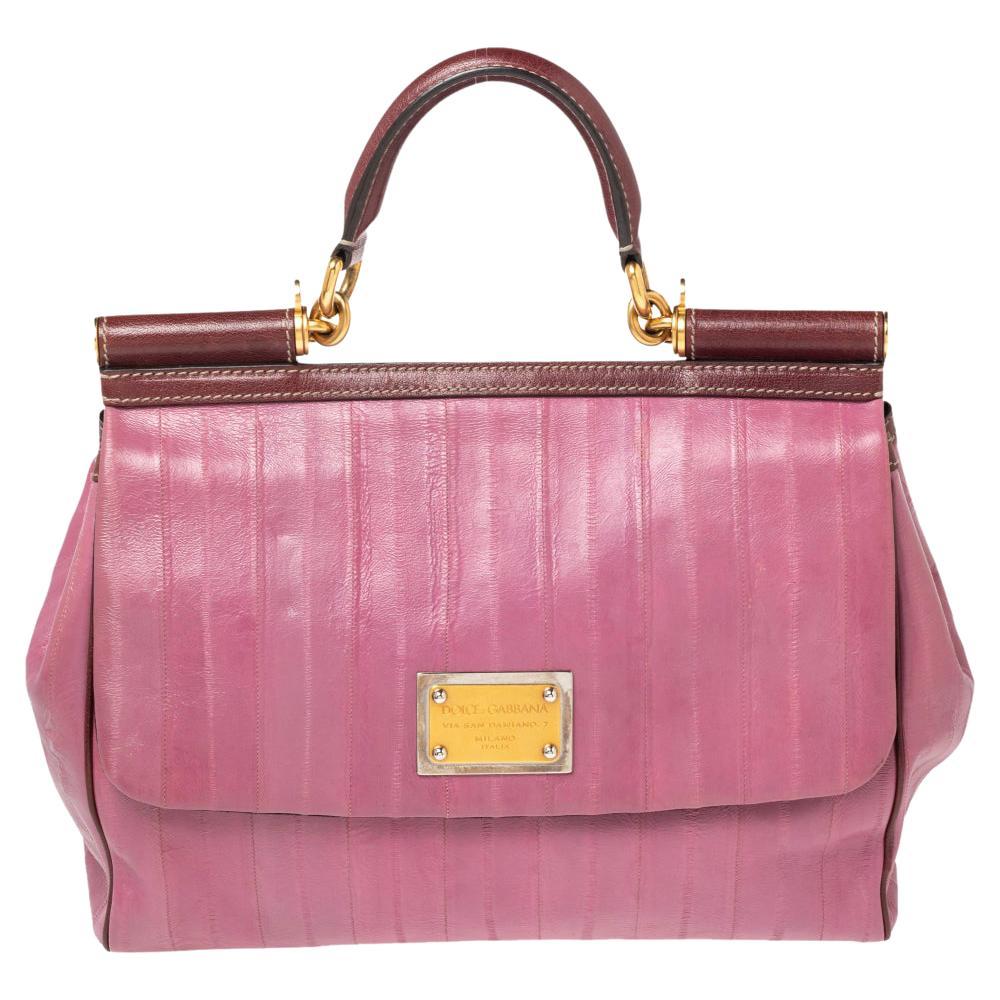 Dolce & Gabbana Purple Eel Leather Large Miss Sicily Bag