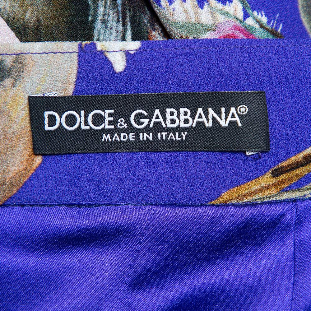 Dolce & Gabbana Purple Enchanted Forest Printed Crepe Pencil Skirt M 1