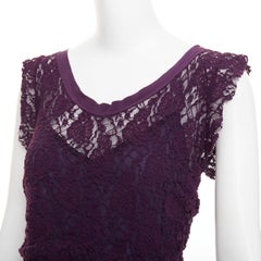 DOLCE GABBANA purple floral sheer lace overlay cocktail dress IT46 XL