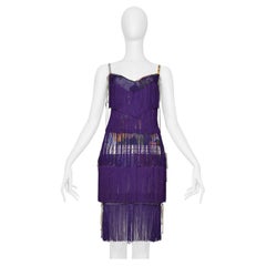 Dolce & Gabbana Purple Fringe Dress With Floral Print 2003