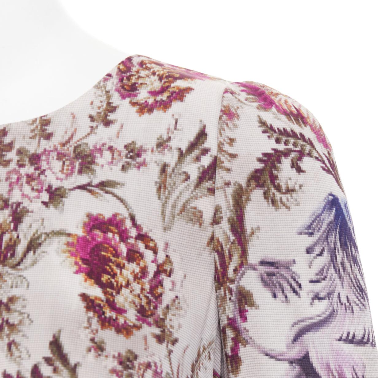 DOLCE GABBANA purple grey silk Barocco flower print sheath dress IT42 M For Sale 2