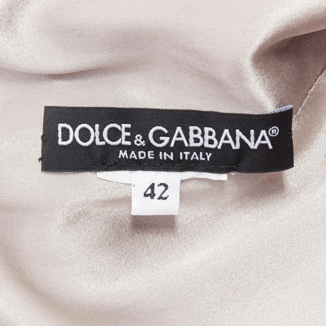 DOLCE GABBANA purple grey silk Barocco flower print sheath dress IT42 M For Sale 3