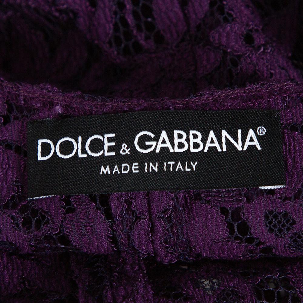 Dolce & Gabbana Purple Lace Sleeveless Vest M In Good Condition In Dubai, Al Qouz 2