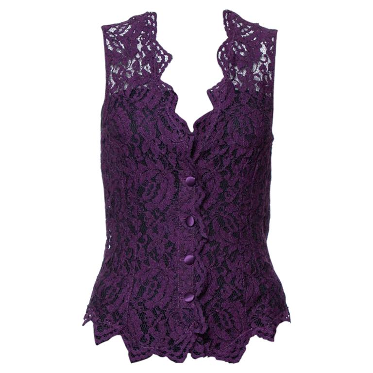 Dolce & Gabbana Purple Lace Sleeveless Vest M