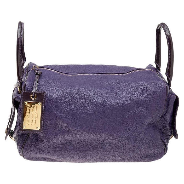 Dolce and Gabbana Purple Leather And Patent Leather Miss Zip Satchel at ...