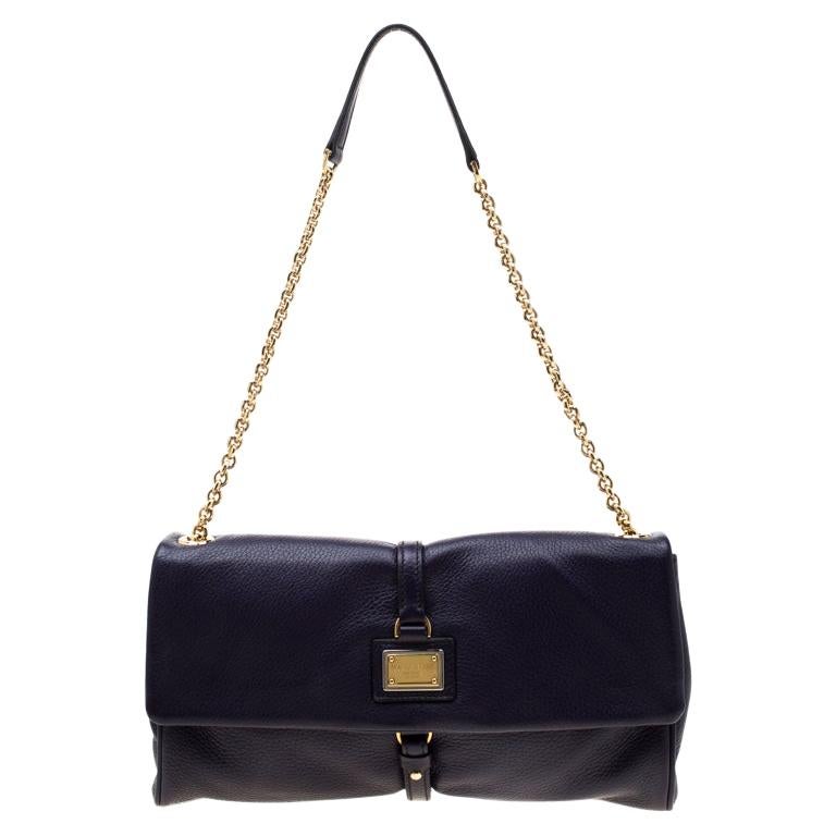 Dolce & Gabbana Purple Leather Chain Shoulder Bag