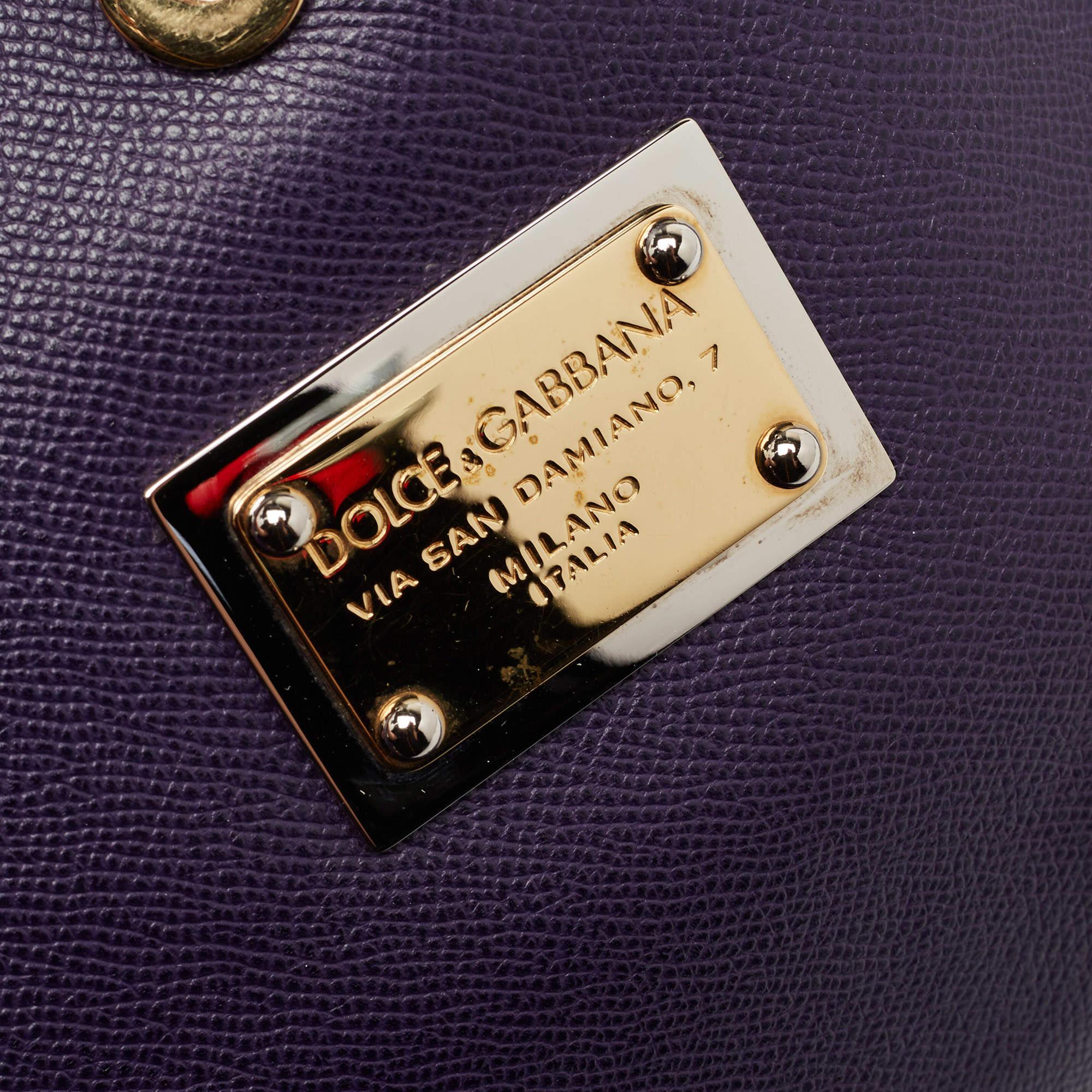 Dolce & Gabbana grand sac à main Miss Sicily en cuir violet en vente 7