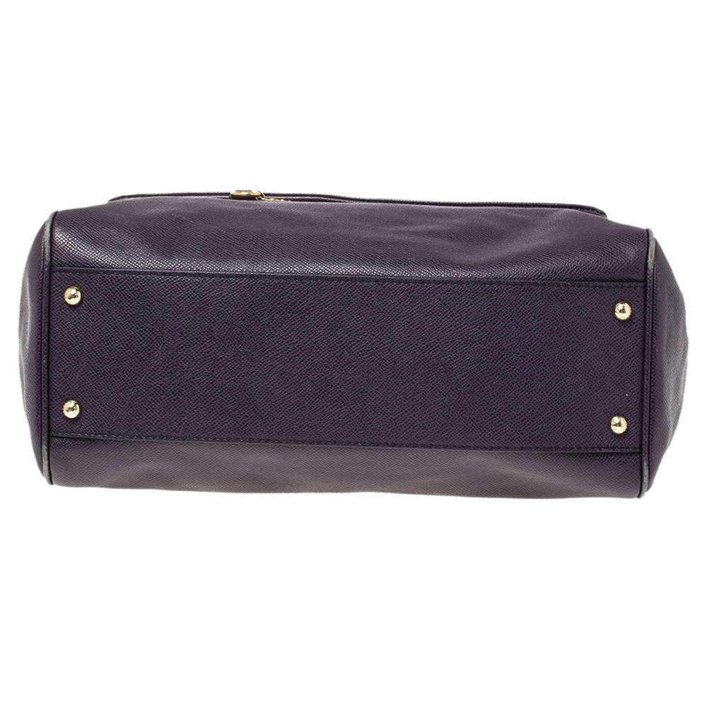 Women's Dolce & Gabbana Purple Leather Large Miss Sicily Top Handle Bag