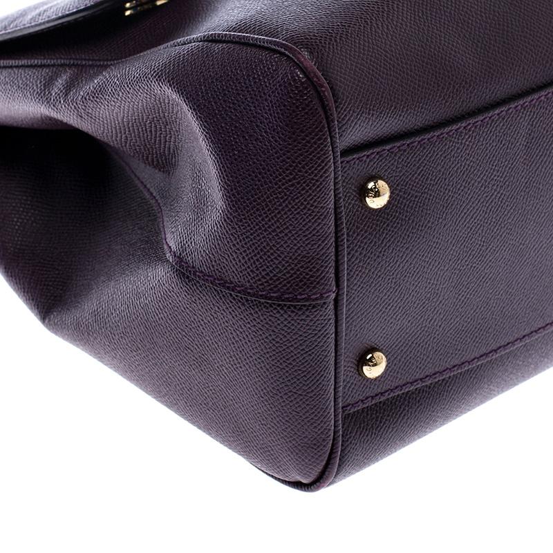 Women's Dolce & Gabbana Purple Leather Large Miss Sicily Top Handle Bag