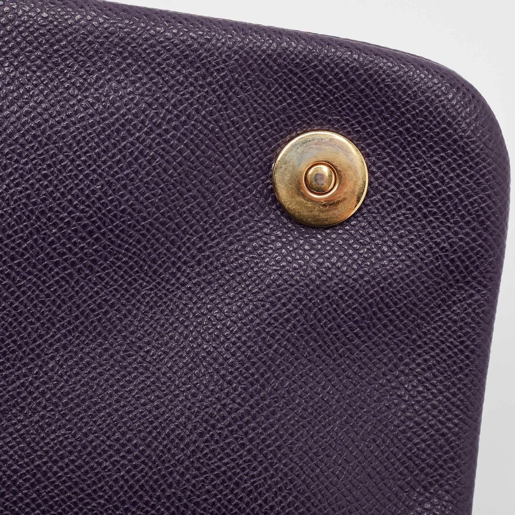 Dolce & Gabbana Purple Leather Large Miss Sicily Top Handle Bag For Sale 2