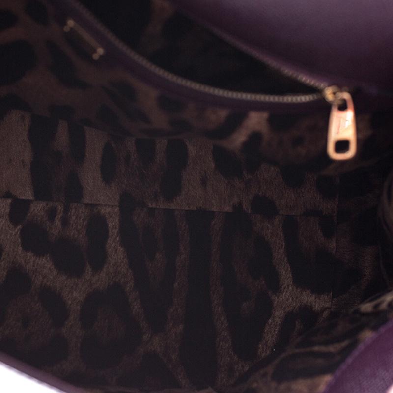 Dolce & Gabbana Purple Leather Large Miss Sicily Top Handle Bag 1