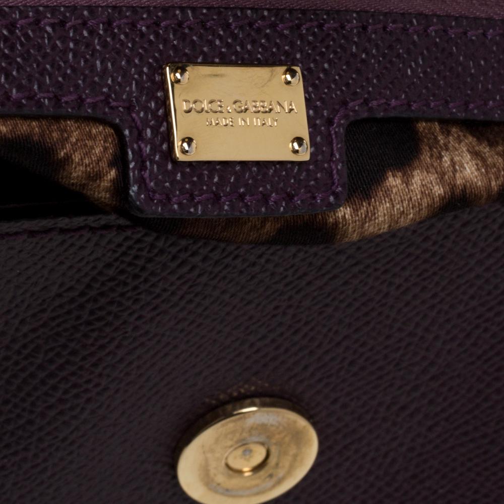 Dolce & Gabbana Purple Leather Large Miss Sicily Top Handle Bag 3