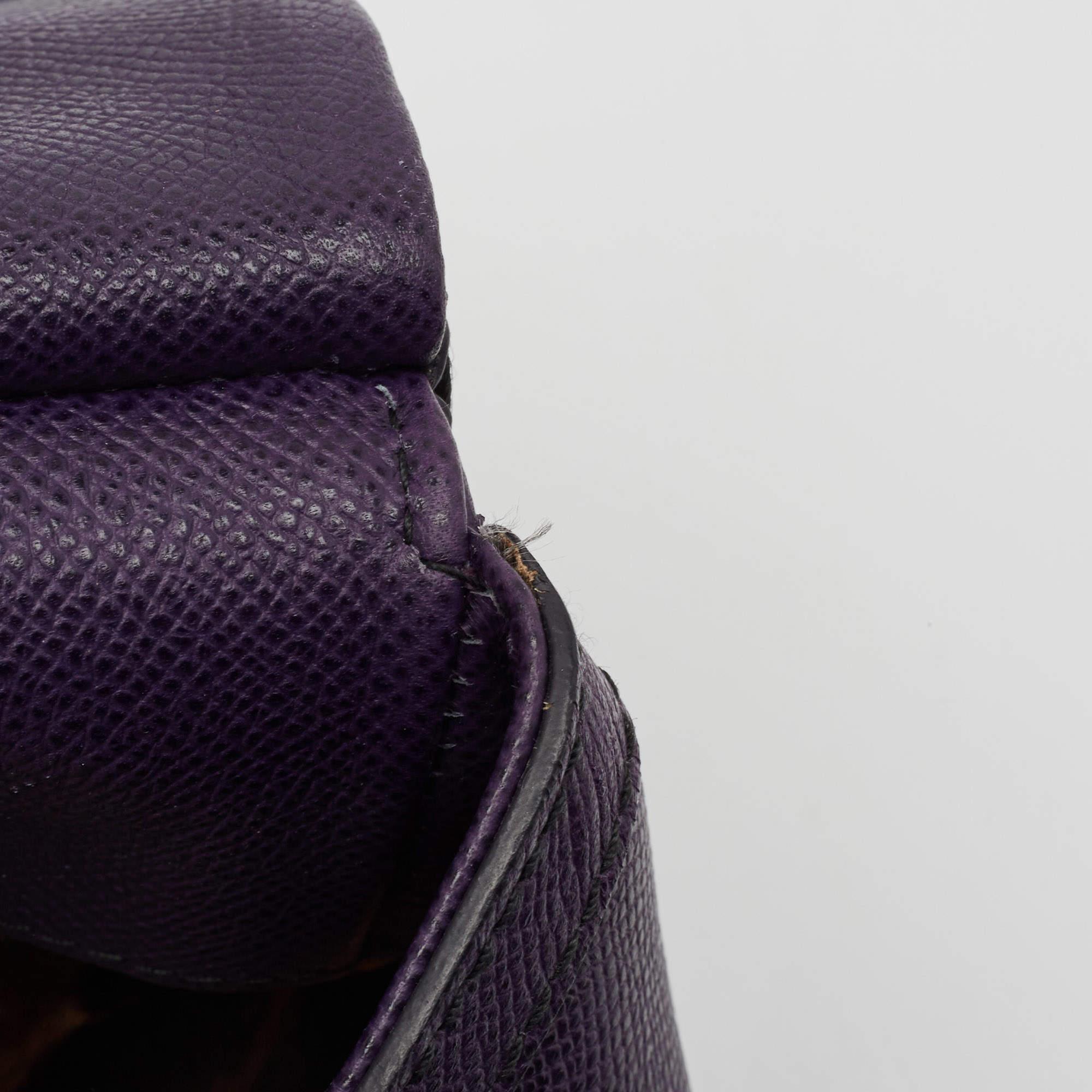 Dolce & Gabbana Purple Leather Large Miss Sicily Top Handle Bag For Sale 4