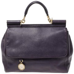 Dolce & Gabbana Lila Ledertasche Große Miss Sicily Henkeltasche