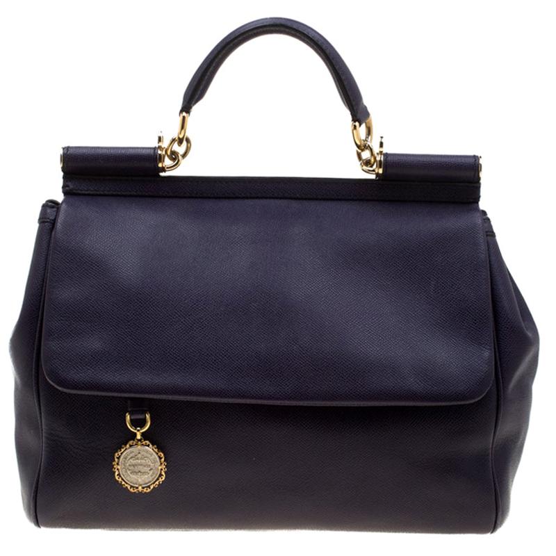 Dolce & Gabbana Purple Leather Large Miss Sicily Tote