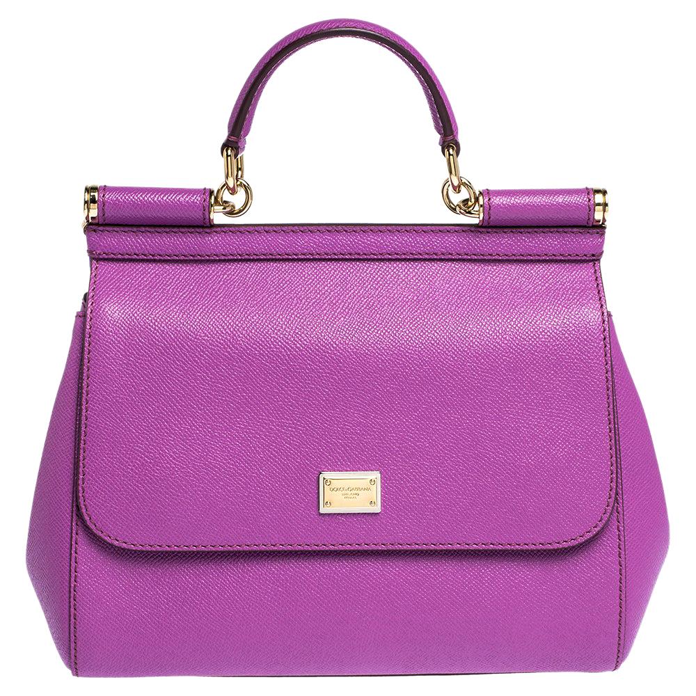 Dolce & Gabbana Purple Leather Medium Miss Sicily Bag