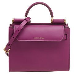Dolce & Gabbana Purple Leather Mini Sicily 62 Top Handle Bag