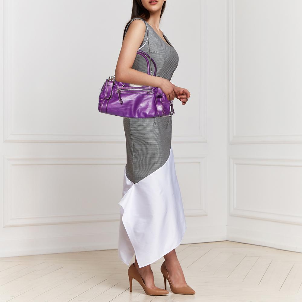 Dolce & Gabbana Purple Leather Miss Easy Way Boston Bag 2