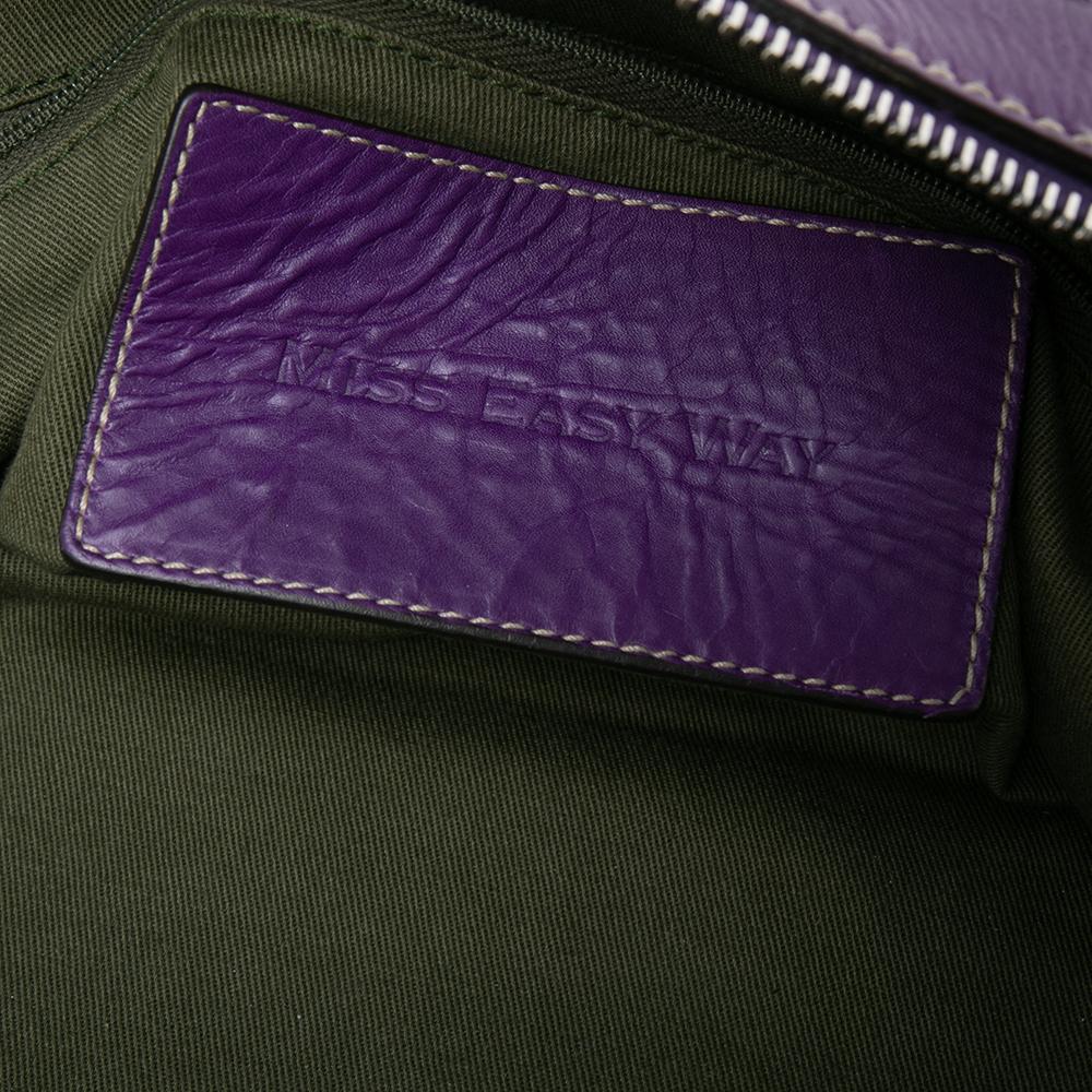 Black Dolce & Gabbana Purple Leather Miss Easy Way Boston Bag