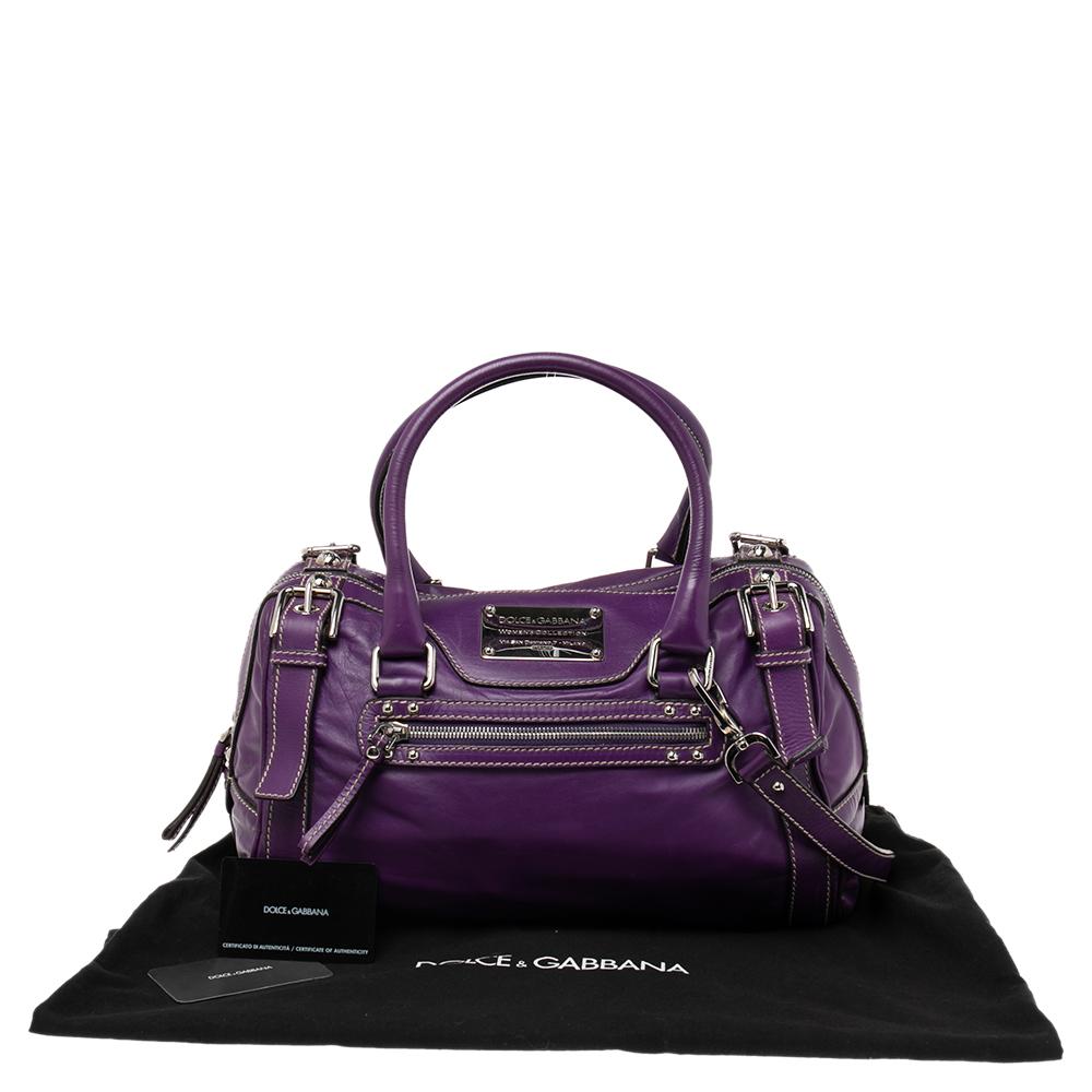 Dolce & Gabbana Purple Leather Miss Easy Way Boston Bag 1