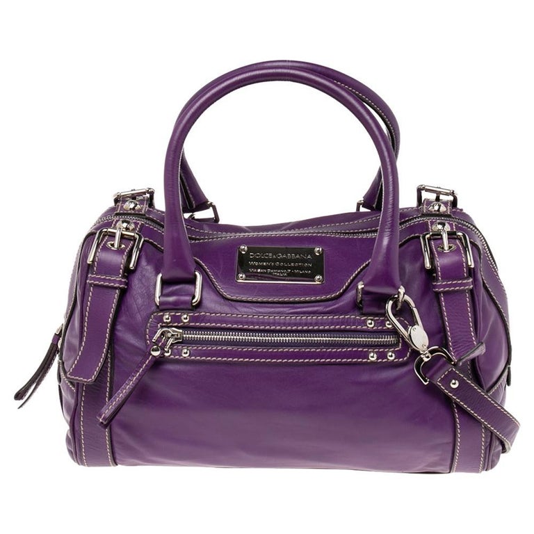Dolce and Gabbana Purple Leather Miss Easy Way Boston Bag For Sale at  1stDibs