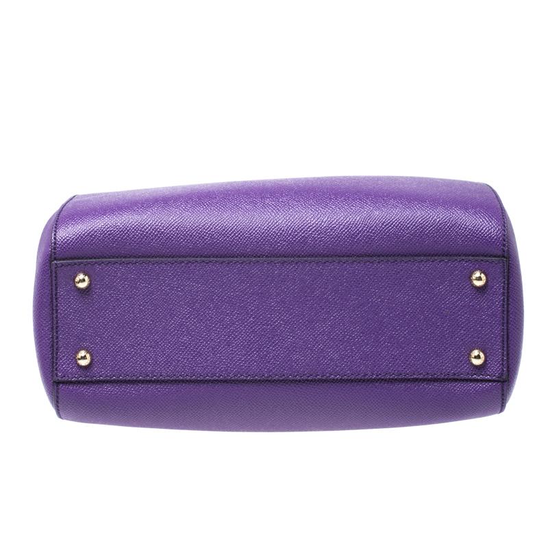 Dolce & Gabbana Purple Leather Miss Sicily Top Handle Bag 6