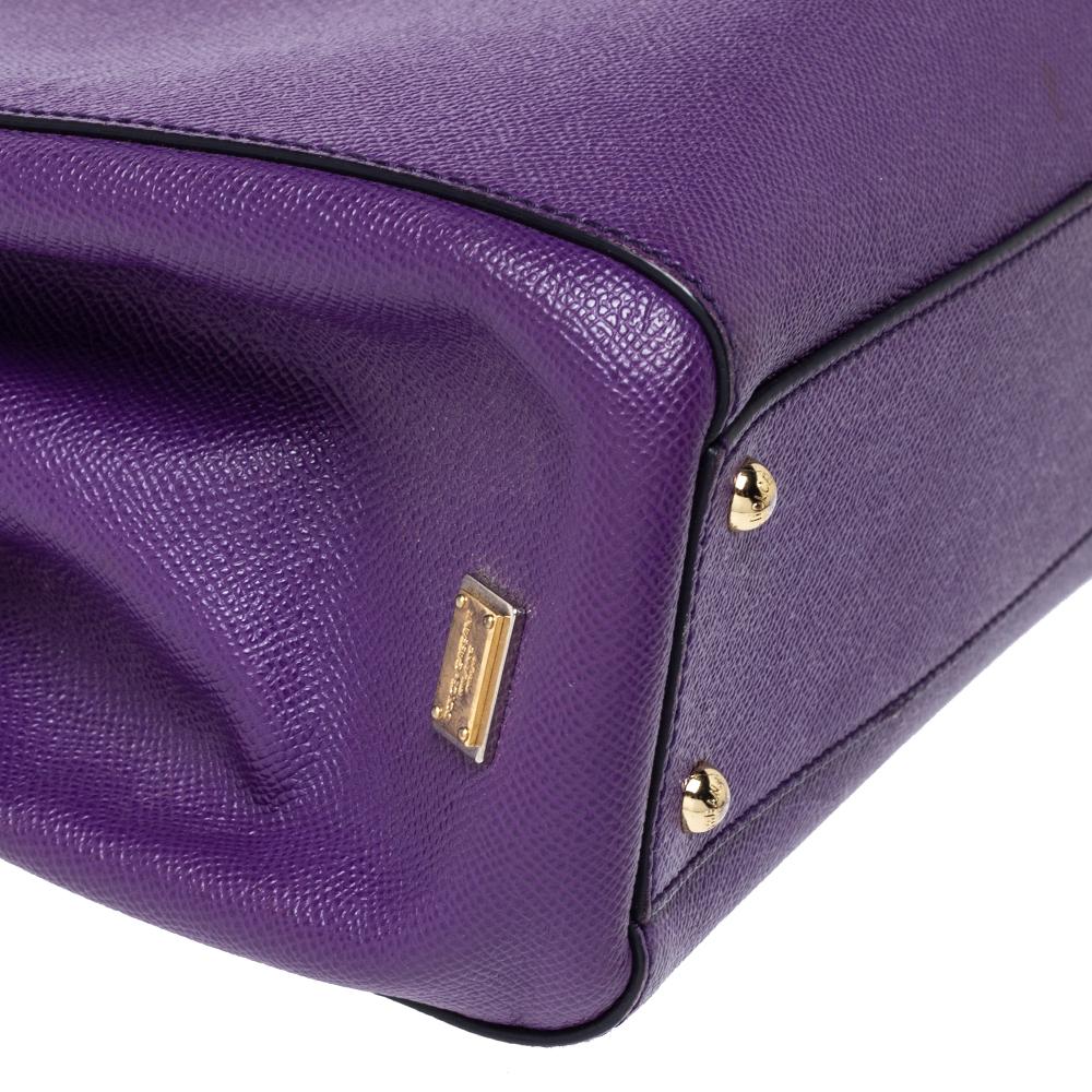 Dolce & Gabbana Purple Leather Miss Sicily Top Handle Bag 3