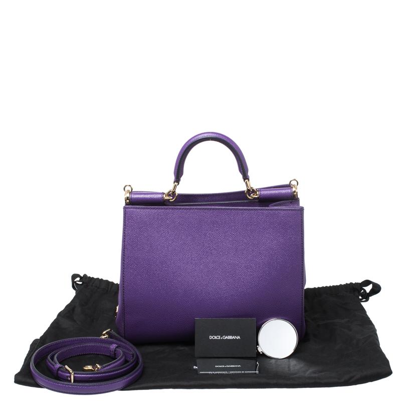 Dolce & Gabbana Purple Leather Miss Sicily Top Handle Bag 7