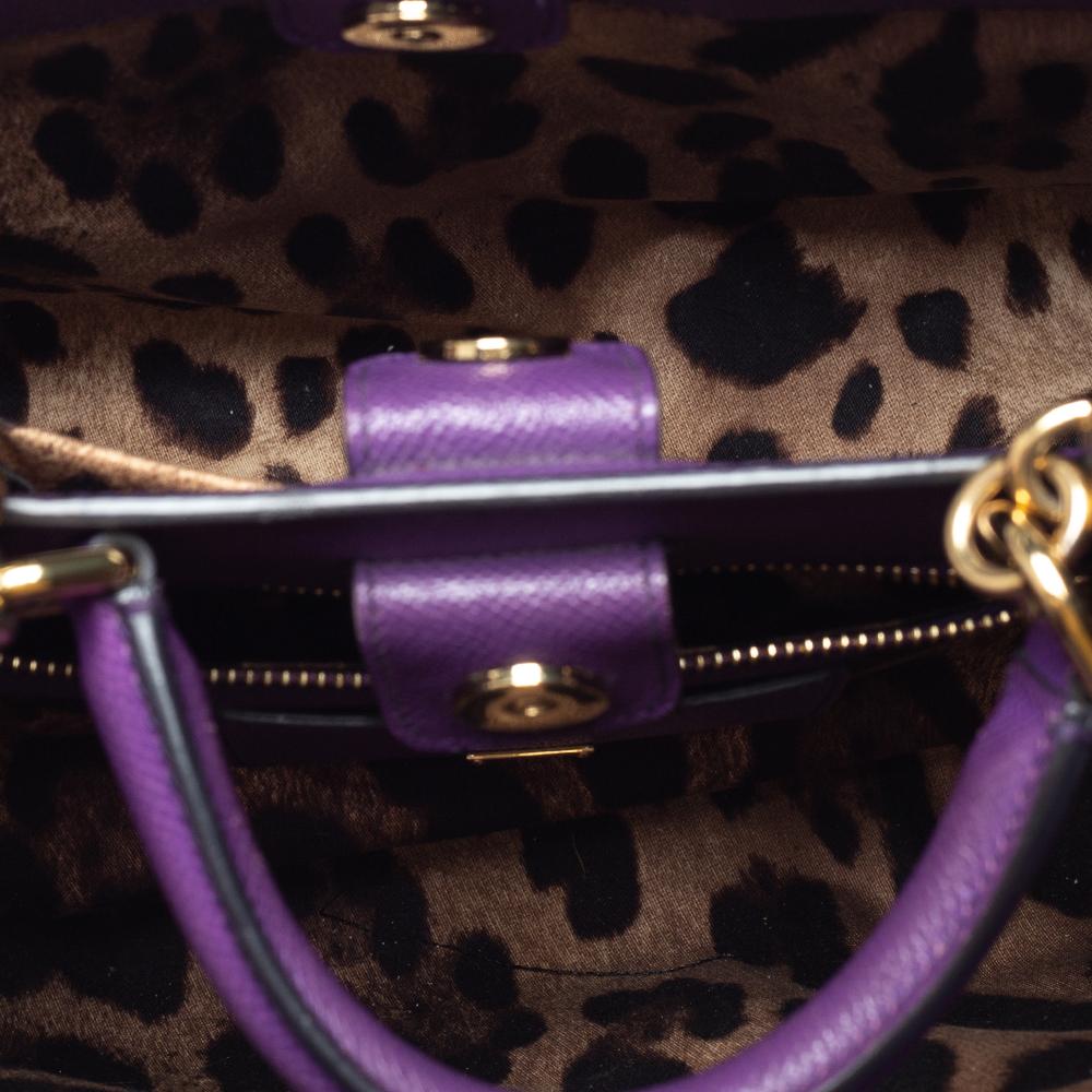 Dolce & Gabbana Purple Leather Miss Sicily Top Handle Bag 5