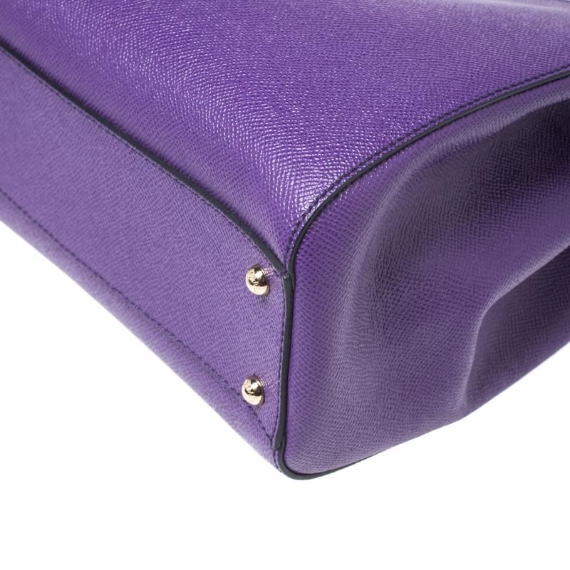 Dolce & Gabbana Purple Leather Miss Sicily Top Handle Bag 1
