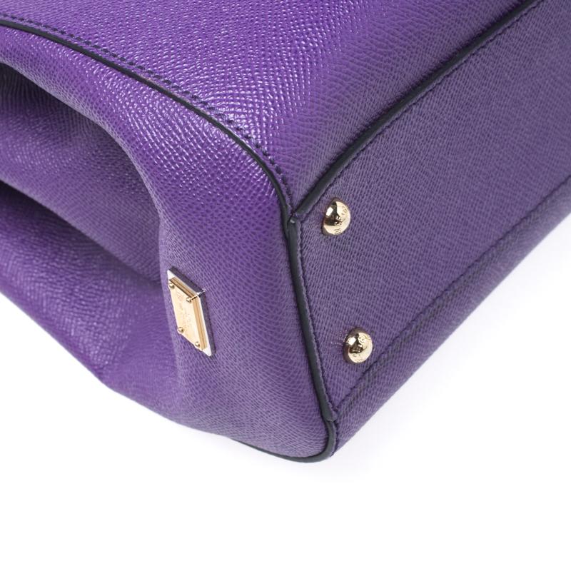 Dolce & Gabbana Purple Leather Miss Sicily Top Handle Bag 2