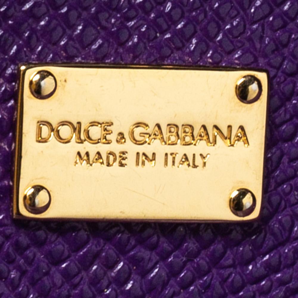 Dolce & Gabbana Purple Leather Miss Sicily Top Handle Bag In Good Condition In Dubai, Al Qouz 2