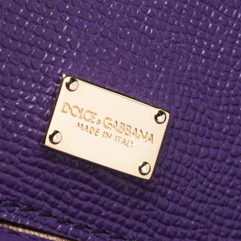 Dolce & Gabbana Purple Leather Miss Sicily Top Handle Bag 4