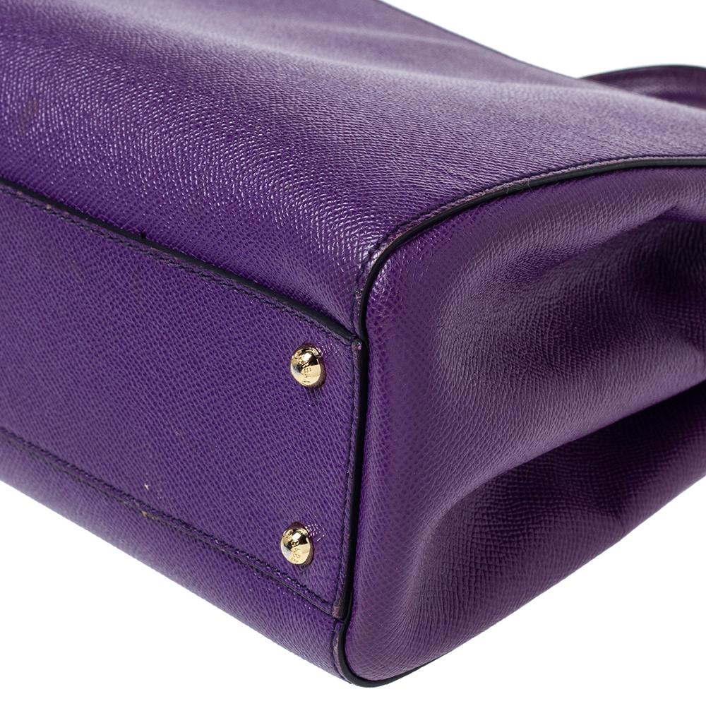 Dolce & Gabbana Purple Leather Miss Sicily Top Handle Bag 2