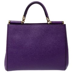 Dolce & Gabbana Purple Leather Miss Sicily Top Handle Bag