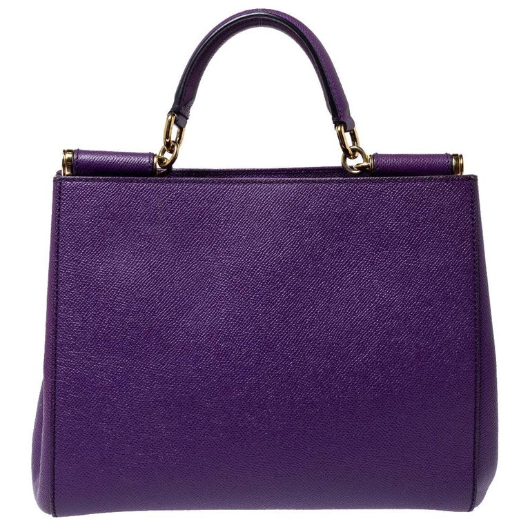 Dolce and Gabbana Purple Leather Miss Sicily Top Handle Bag at 1stDibs ...