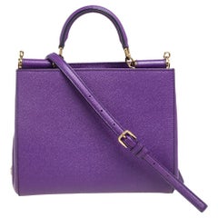 Dolce & Gabbana Purple Leather Sicily Shopper Tote