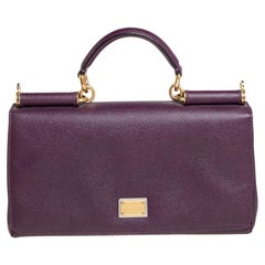 Dolce 
Gabbana Purple Leather Top Handle Bag