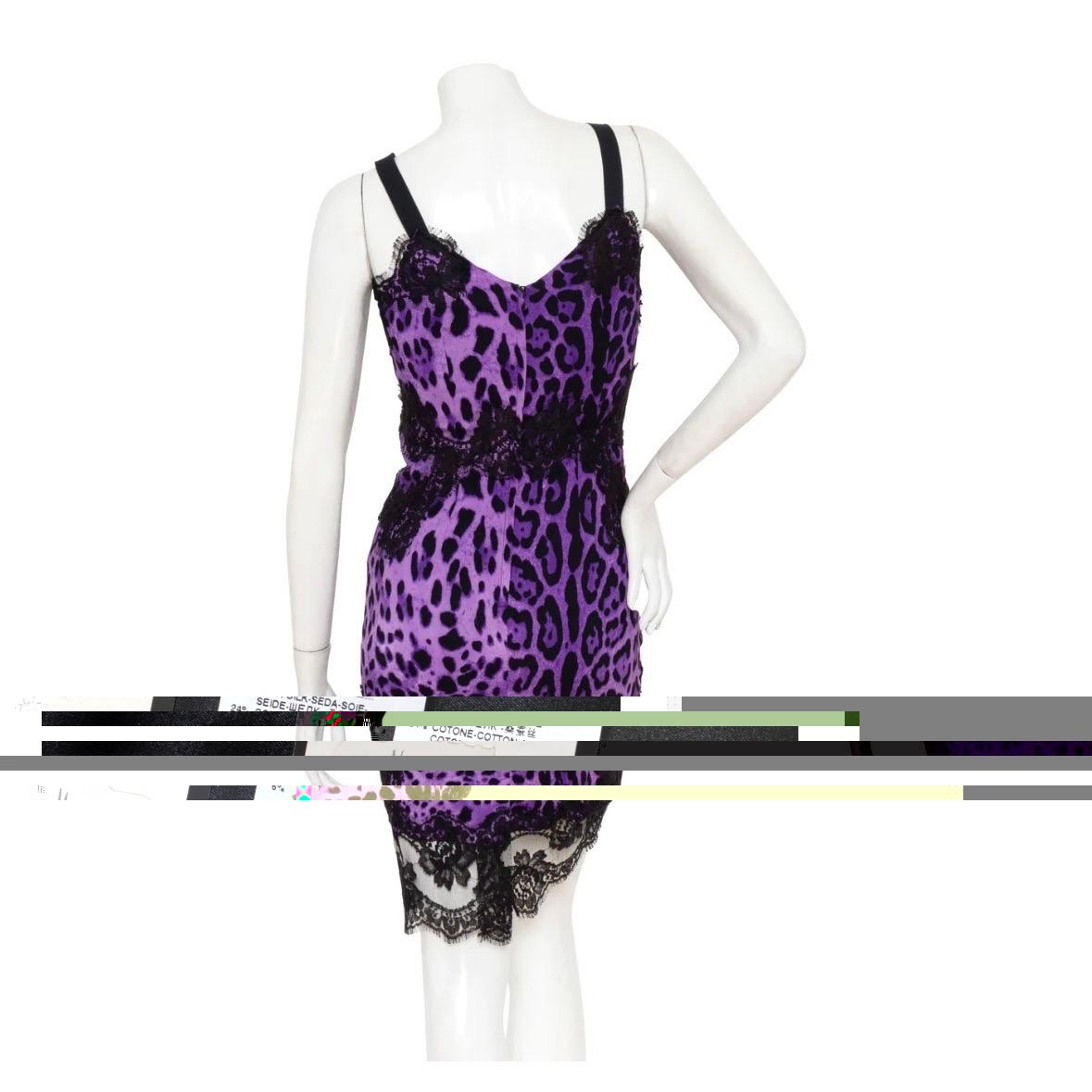 Dolce & Gabbana Purple Leopard Print Dress (Circa Early 2000s) In Excellent Condition In Los Angeles, CA