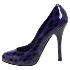 Dolce & Gabbana Purple Leopard Print Patent Leather Platform Pumps Size 37.5