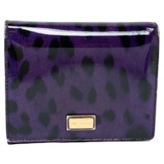 Dolce & Gabbana Purple Leopard Print Patent Leather Trifold Wallet