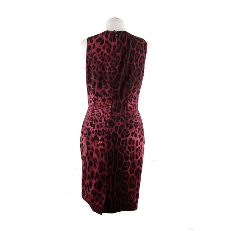 Dolce and Gabbana Purple Leopard Silk Sleeveless Dress Size 40 For Sale ...