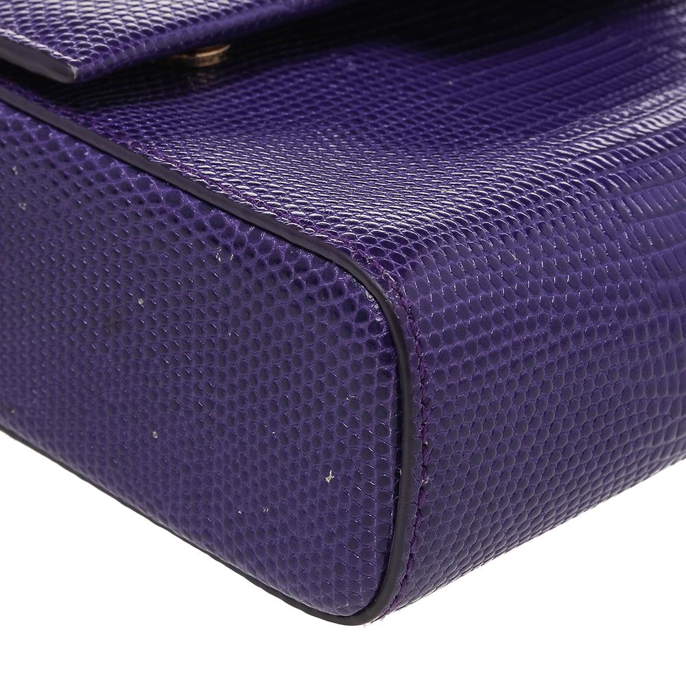 Dolce & Gabbana Purple Lizard Embossed Leather DG Millennials Shoulder Bag 3