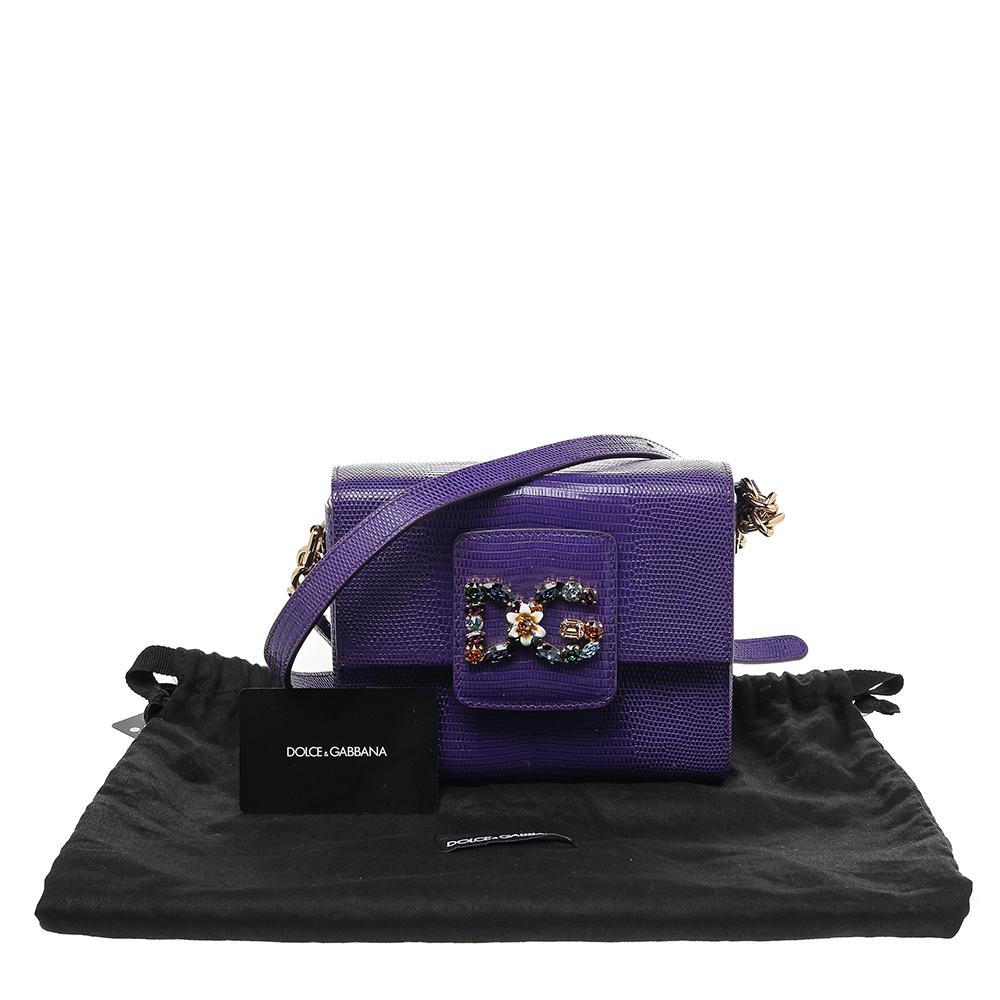 Dolce & Gabbana Purple Lizard Embossed Leather DG Millennials Shoulder Bag 4