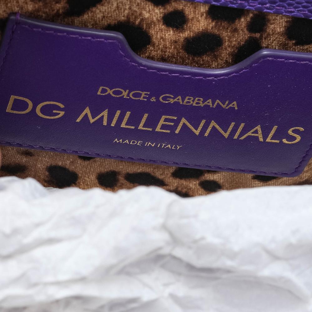 Dolce & Gabbana Purple Lizard Embossed Leather DG Millennials Shoulder Bag 2