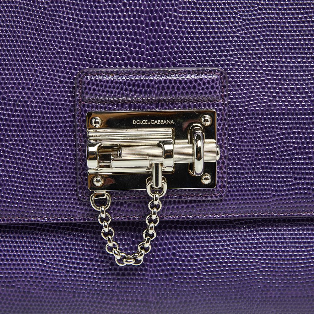 Dolce & Gabbana Purple Lizard Embossed Leather Medium Miss Monica Top Handle Bag 7